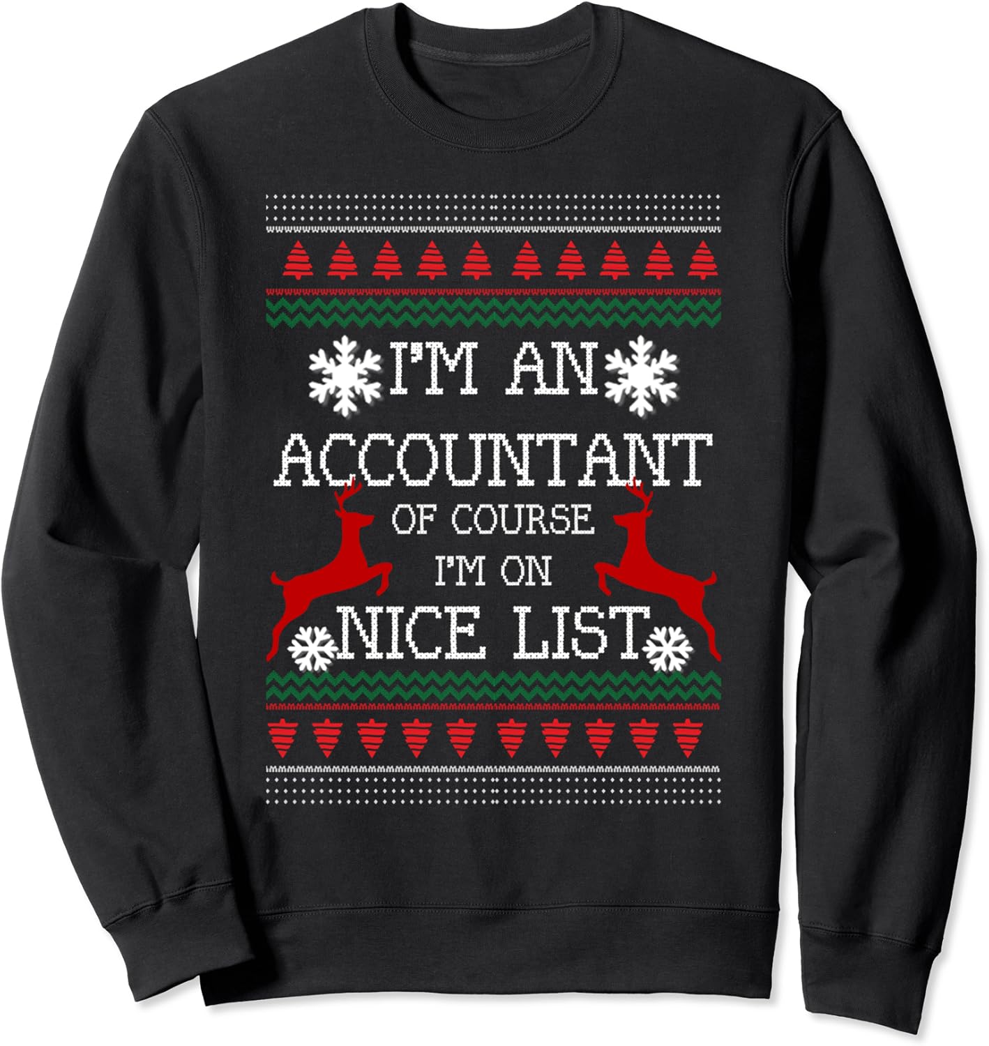 Accountant Ugly Christmas SweaterOn The Nice ListReindeer Clothing, Shoes & Jewelry